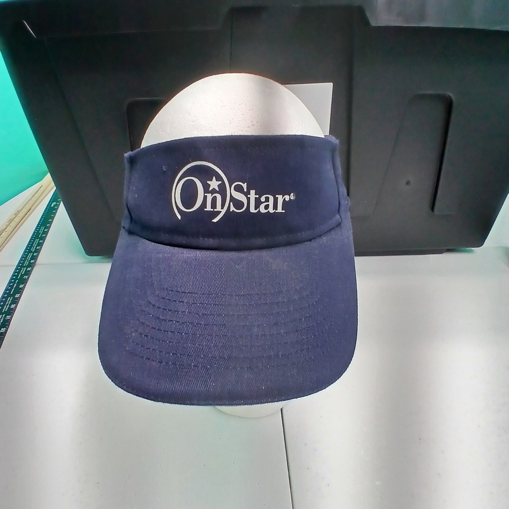 OnStar Sun Visor OSFA Navy Blue Embroidered Logo Retro Corporate Core Sporty